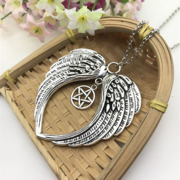 Jewelry - Large Double Guardian Angel Pentagram Necklace